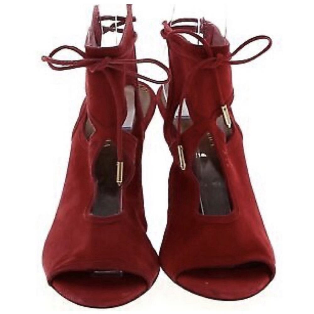 Aquazzura Sexy Thing 105 Burgundy Suede Cutout Heels EU 38.5 US 8.5 Italy - Picture 6 of 8